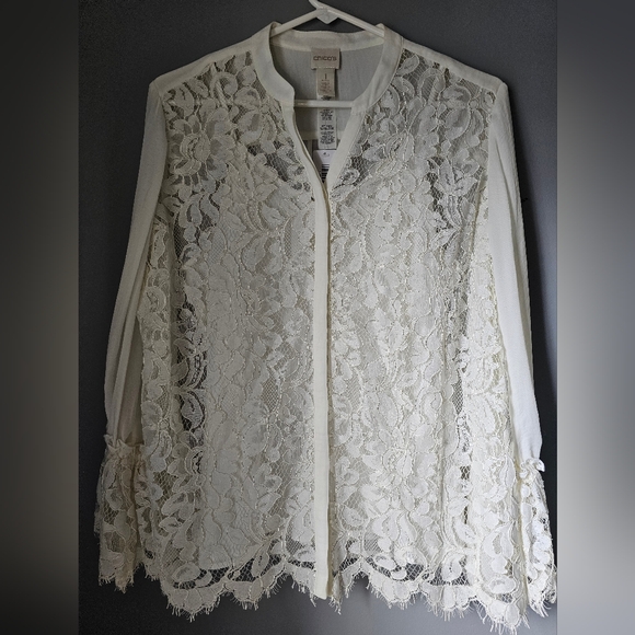 Chico's Tops - Chico's Lace Ruffle Top 1 Petite NWT